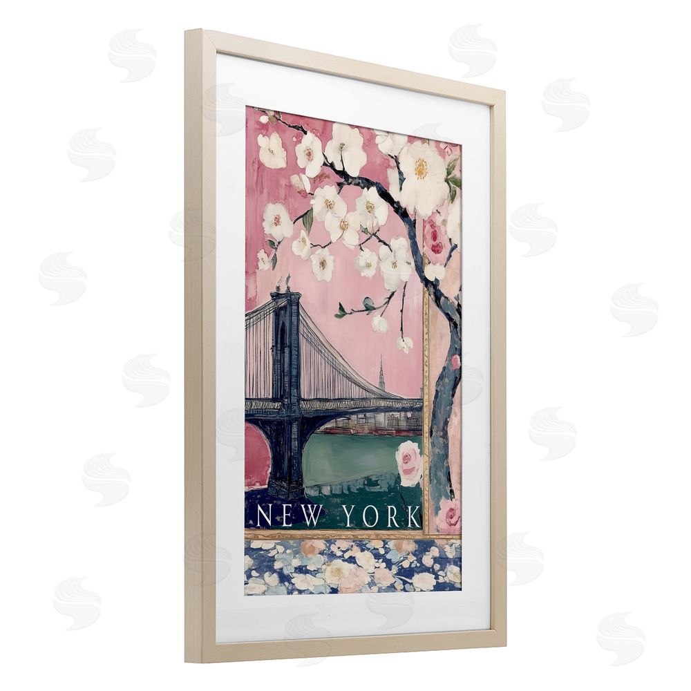 Annabelle Hall New York Spring Tree Birch Framed Print Under Glass with White Mat Wall Art
