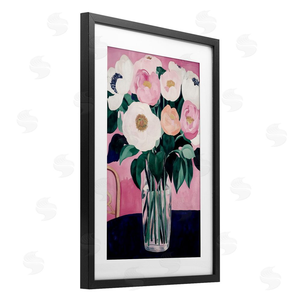 Annabelle Hall The Vase And Chair Black Framed Print Under Glass with White Mat Wall Art