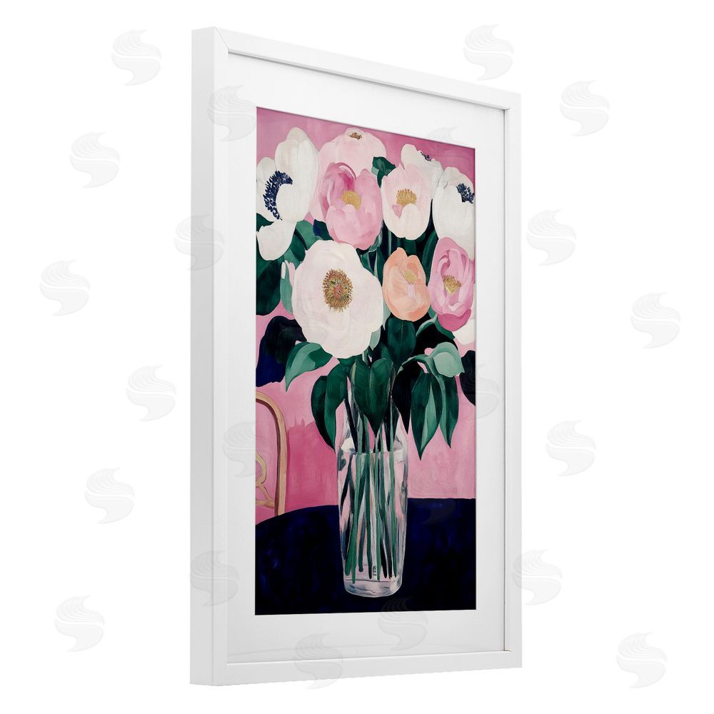 Annabelle Hall The Vase And Chair White Framed Print Under Glass with Mat Wall Art