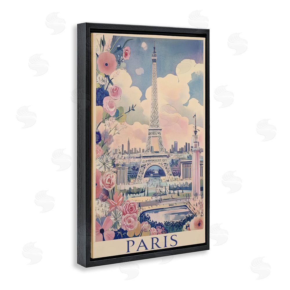 Annabelle Hall Vintage Spring In Paris Black Floating Frame Canvas Wall Art Print