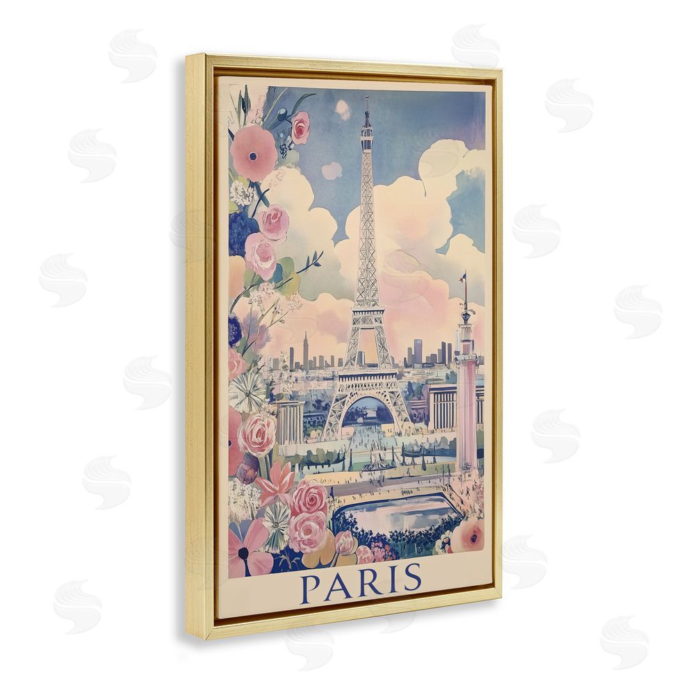 Annabelle Hall Vintage Spring In Paris Gold Floating Frame Canvas Wall Art Print