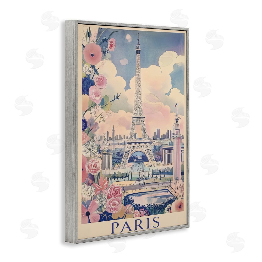 Annabelle Hall Vintage Spring In Paris Gray Framed Giclee Wall Art Print