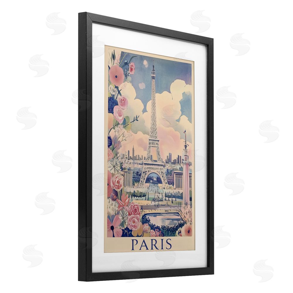 Annabelle Hall Vintage Spring In Paris Black Framed Print Under Glass with White Mat Wall Art