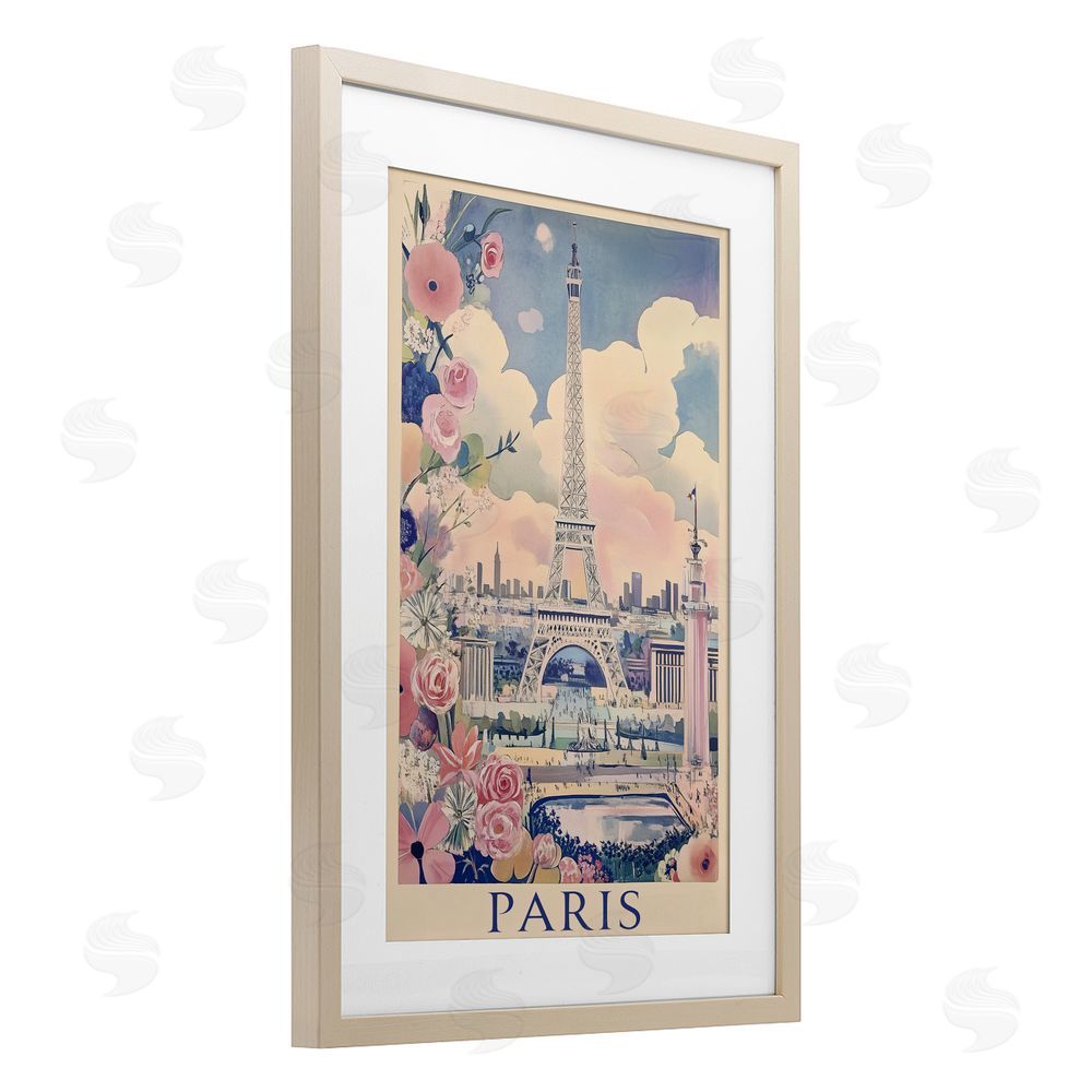 Annabelle Hall Vintage Spring In Paris Birch Framed Print Under Glass with White Mat Wall Art