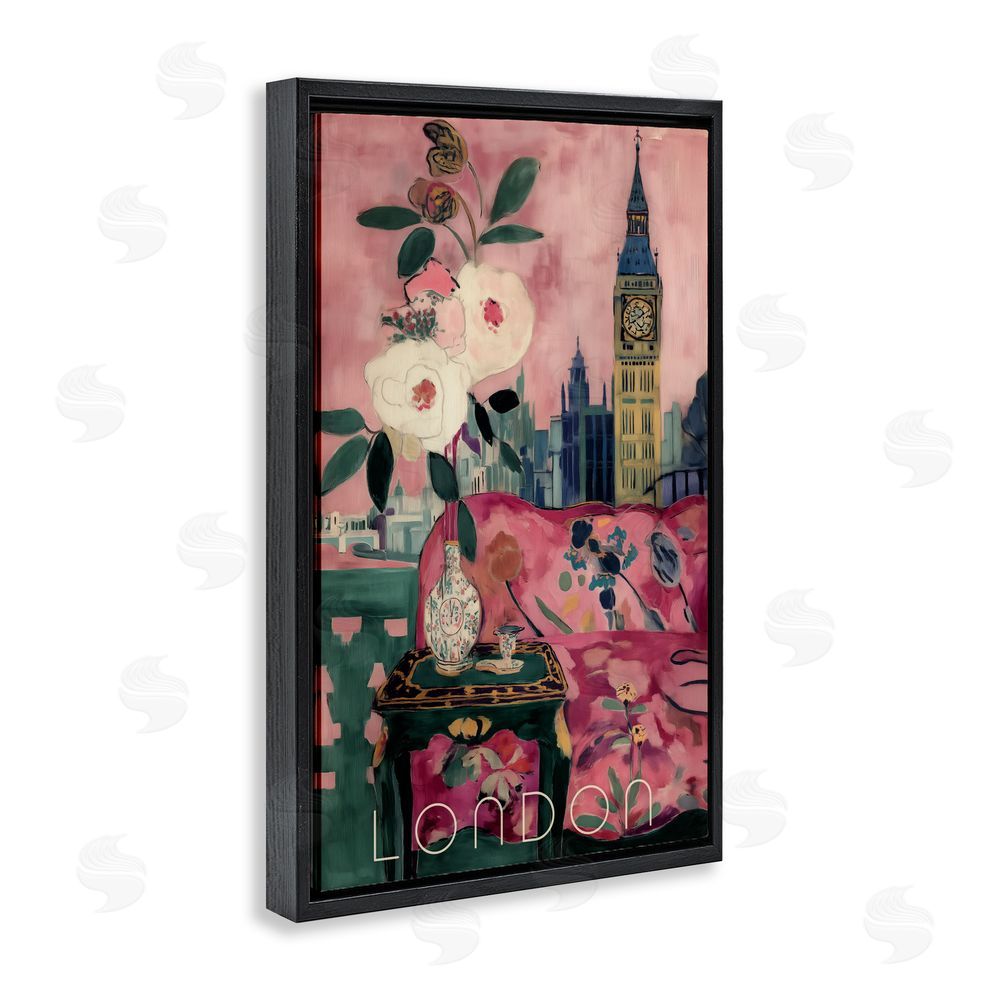 Annabelle Hall London Spring Blossoms Black Floating Frame Canvas Wall Art Print