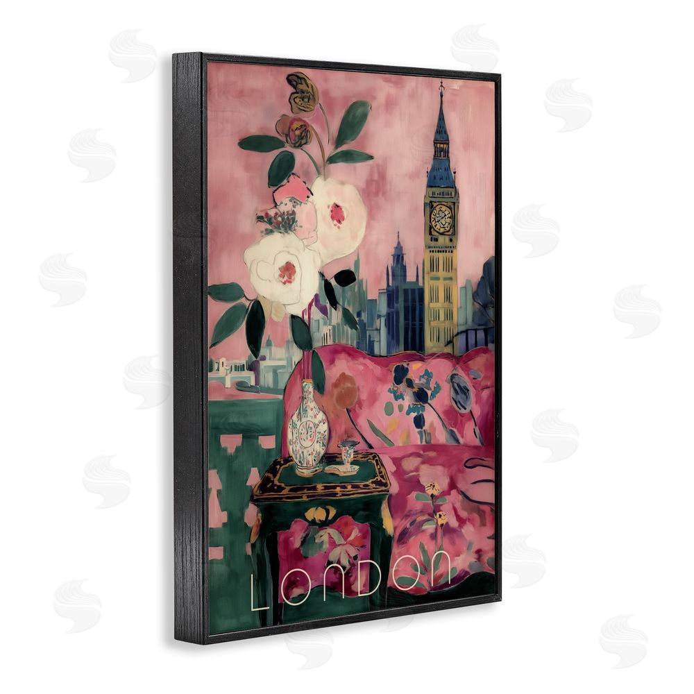 Annabelle Hall London Spring Blossoms Black Framed Giclee Wall Art Print