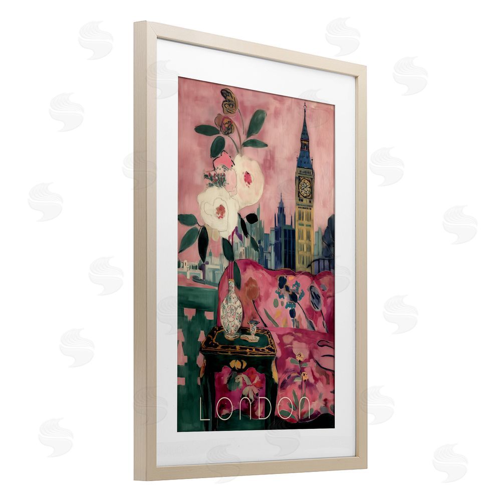 Annabelle Hall London Spring Blossoms Birch Framed Print Under Glass with White Mat Wall Art