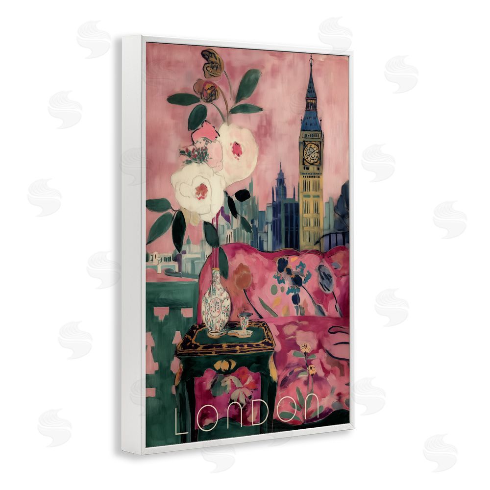 Annabelle Hall London Spring Blossoms White Framed Giclee Wall Art Print