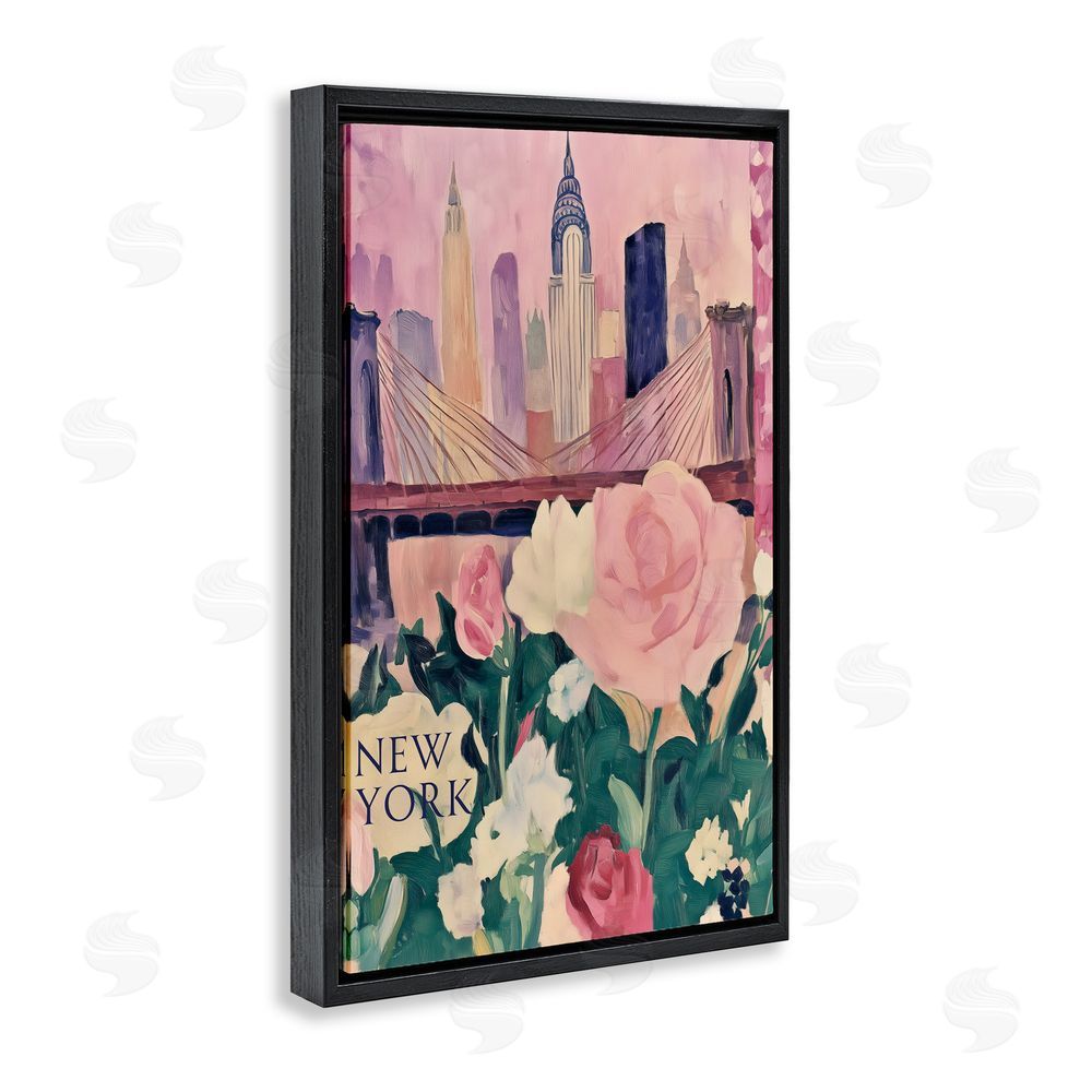 Annabelle Hall New York Spring Cityscape Black Floating Frame Canvas Wall Art Print