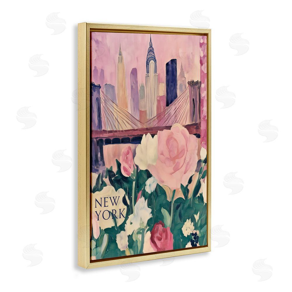 Annabelle Hall New York Spring Cityscape Gold Floating Frame Canvas Wall Art Print