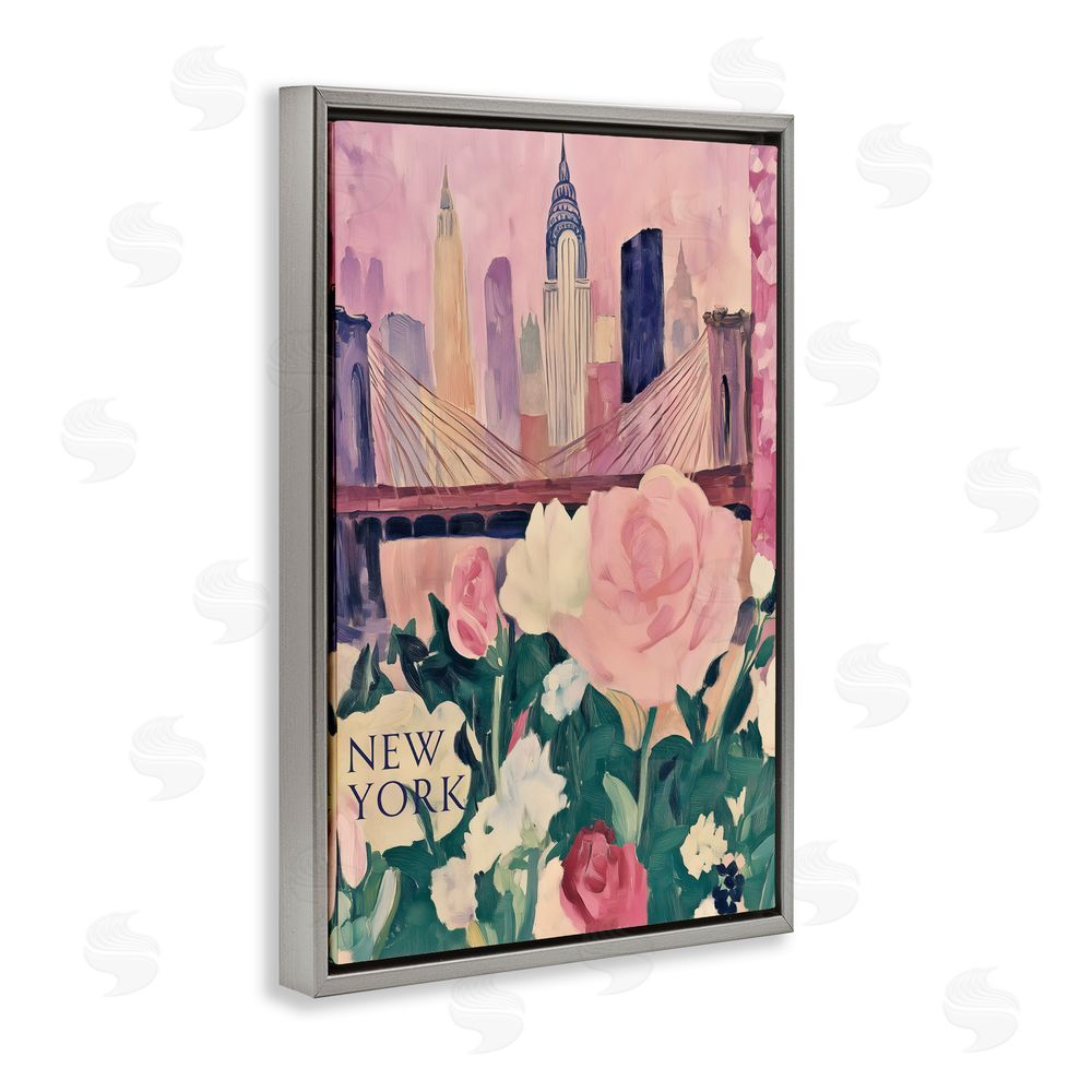Annabelle Hall New York Spring Cityscape Gray Floating Frame Canvas Wall Art Print