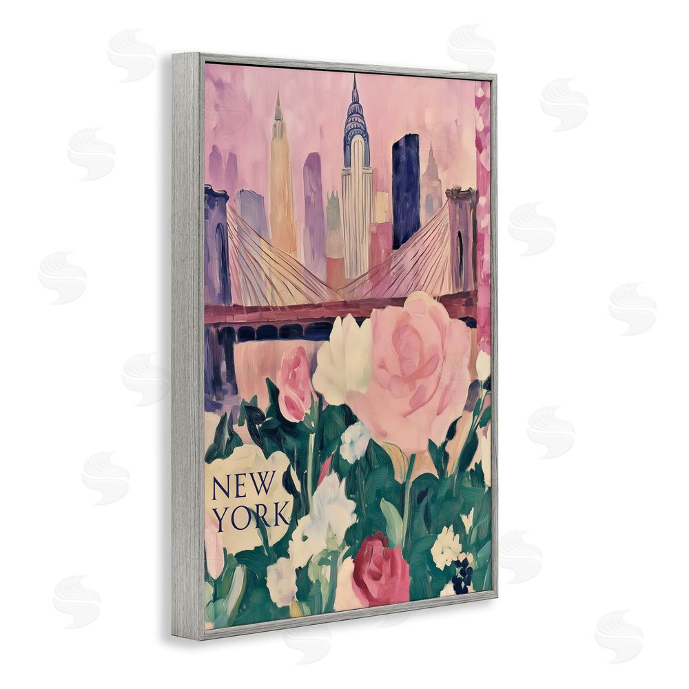 Annabelle Hall New York Spring Cityscape Gray Framed Giclee Wall Art Print