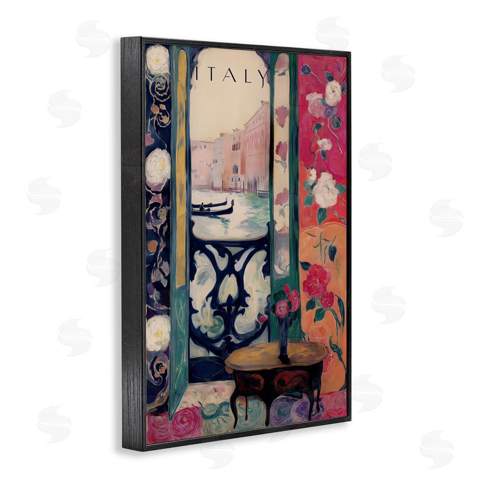 Annabelle Hall Italy Spring Canal View Black Framed Giclee Wall Art Print
