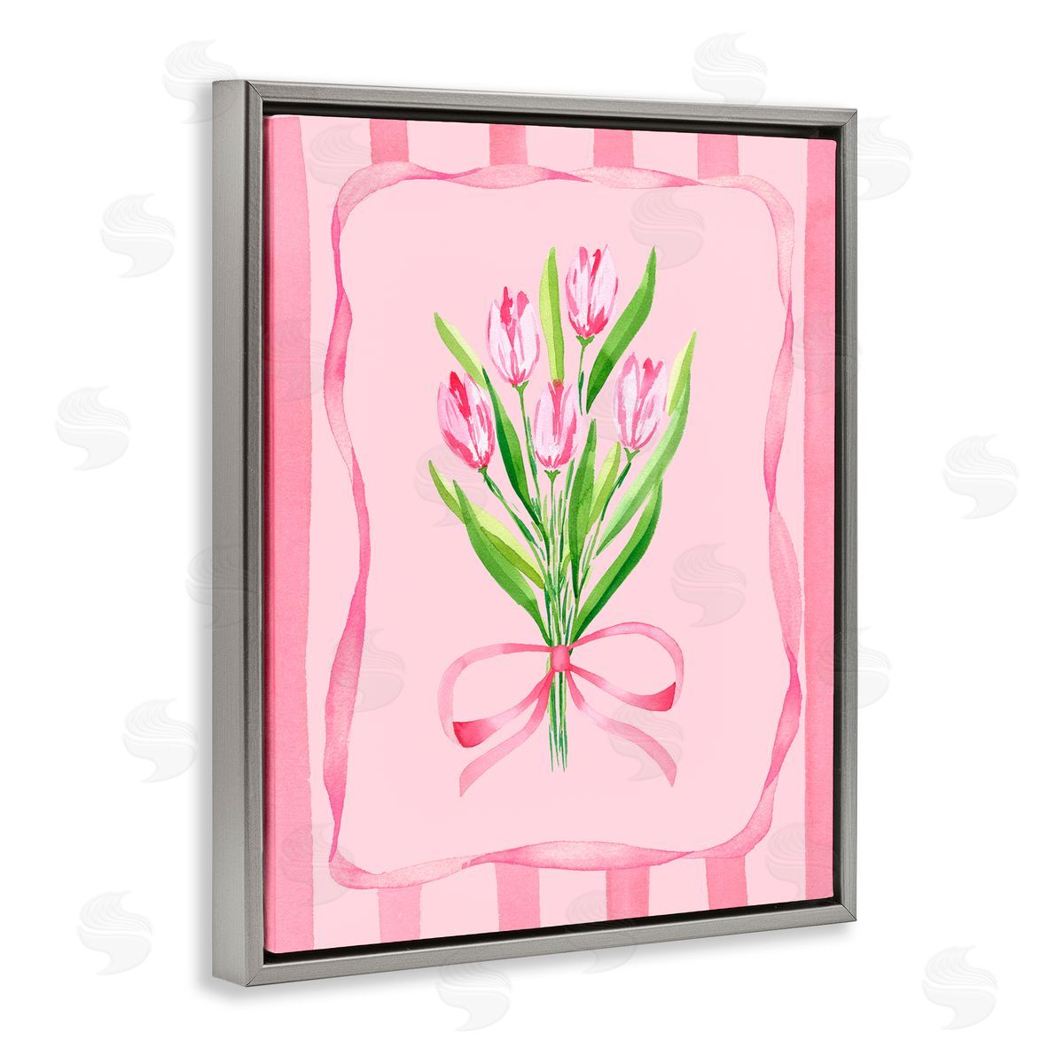 Nina Jacobs Pretty And Sweet Tulips Gray Floating Frame Canvas Wall Art Print