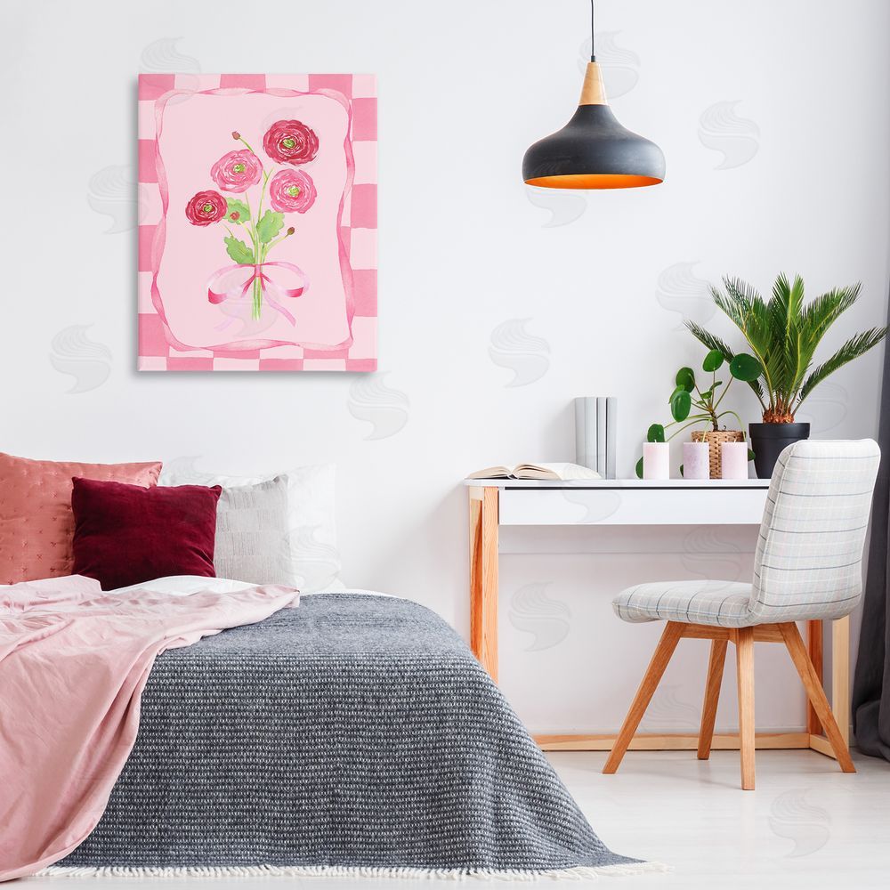 Nina Jacobs Pretty And Sweet Ranunculus Stretched Canvas Wall Art Print in Room