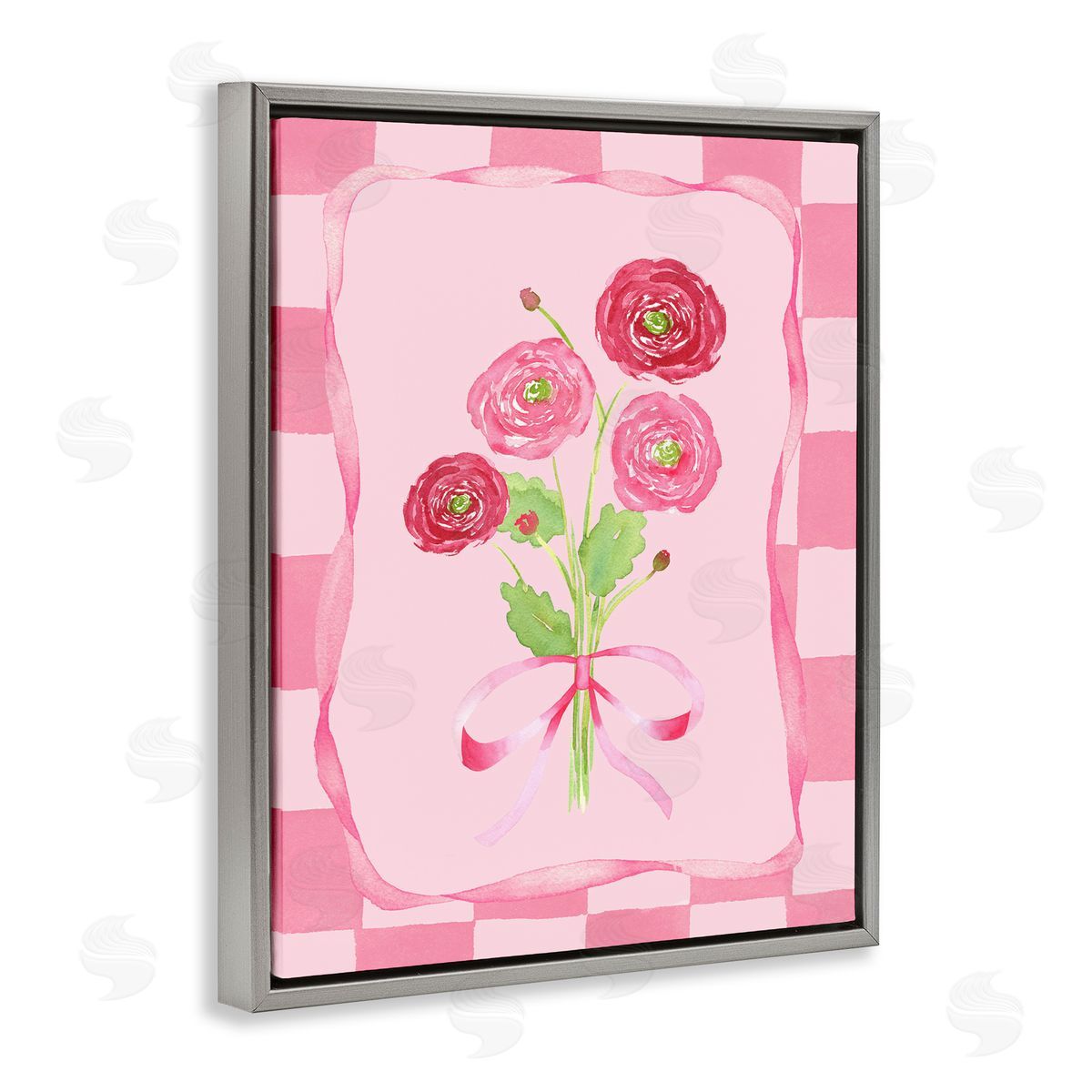 Nina Jacobs Pretty And Sweet Ranunculus Gray Floating Frame Canvas Wall Art Print