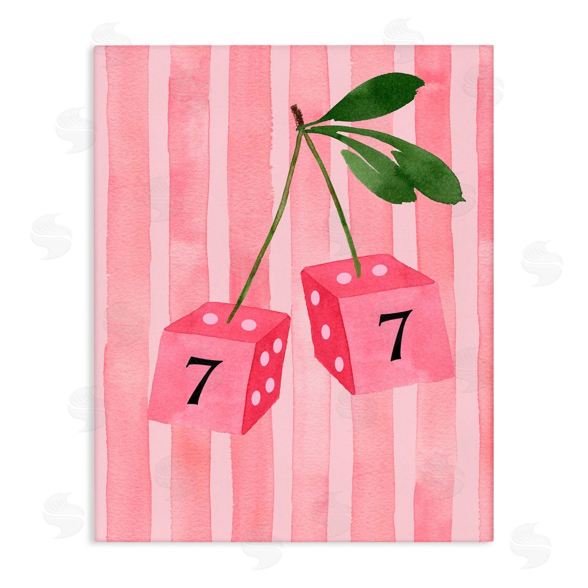 Nina Jacobs Lucky Number 7 Cherry Dice Stretched Canvas Wall Art Print