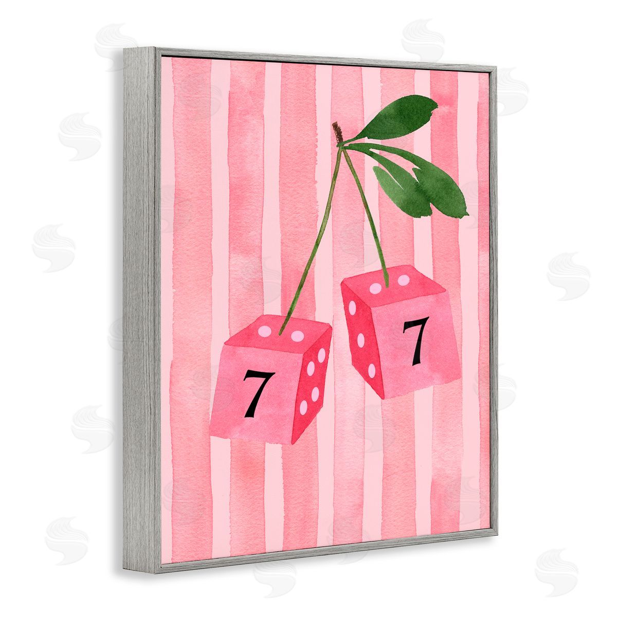 Nina Jacobs Lucky Number 7 Cherry Dice Gray Framed Giclee Print Wall Art