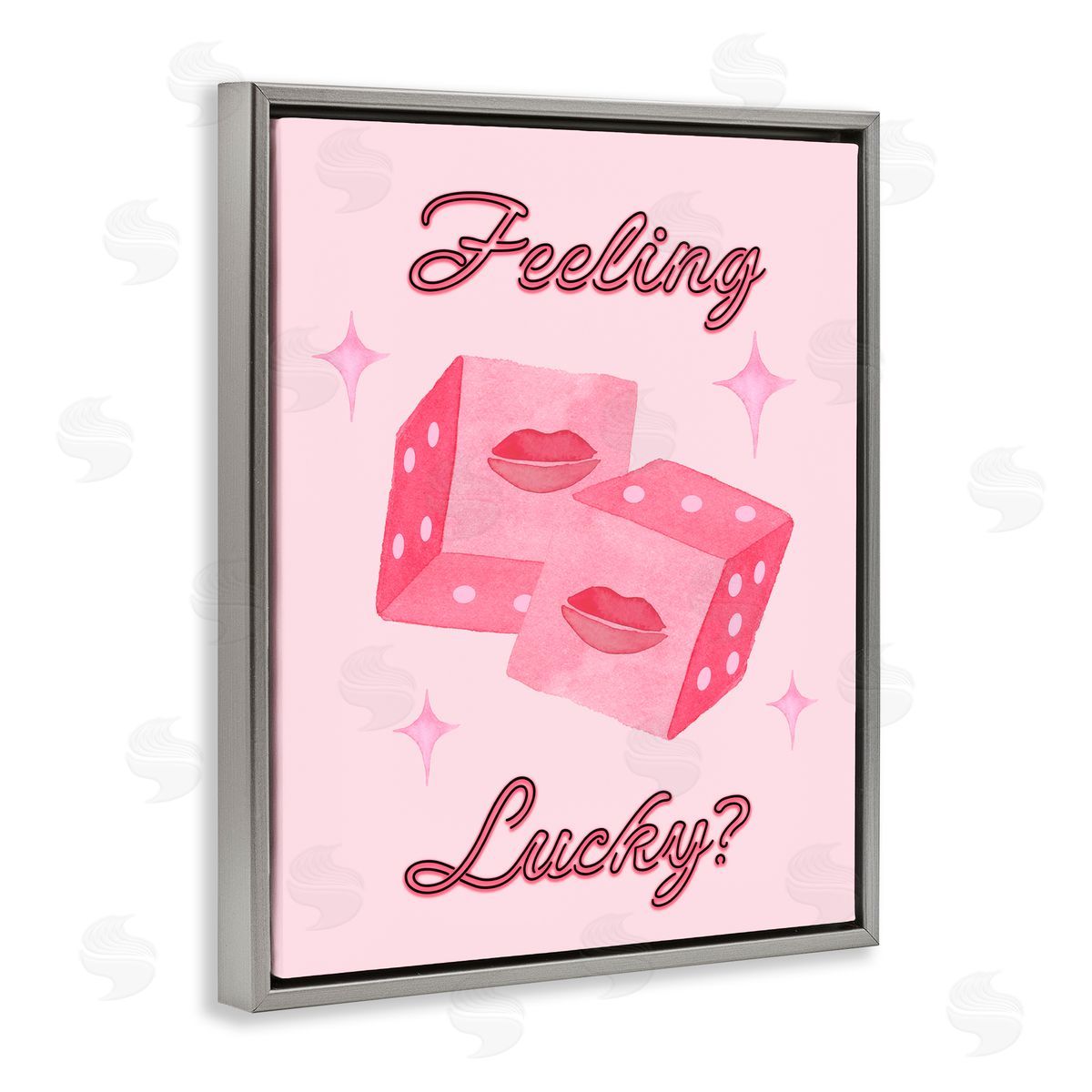 Nina Jacobs Feeling Lucky? Dice Gray Floating Frame Canvas Wall Art Print