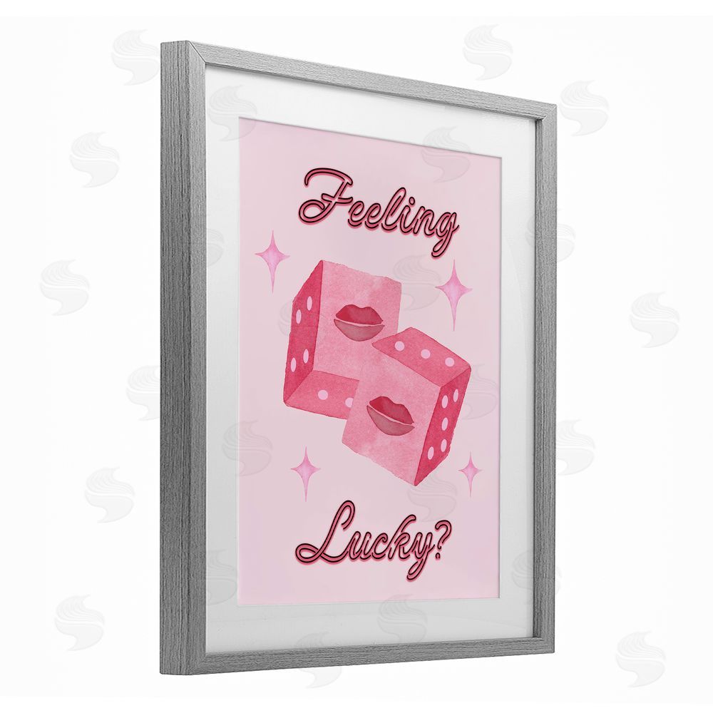 Nina Jacobs Feeling Lucky? Dice Gray Framed Print Under Glass Wall Art