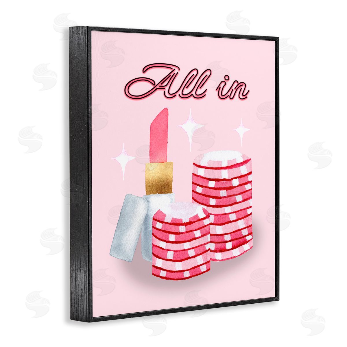 Nina Jacobs All In Poker Chips & Lipstick Black Framed Giclee Print Wall Art