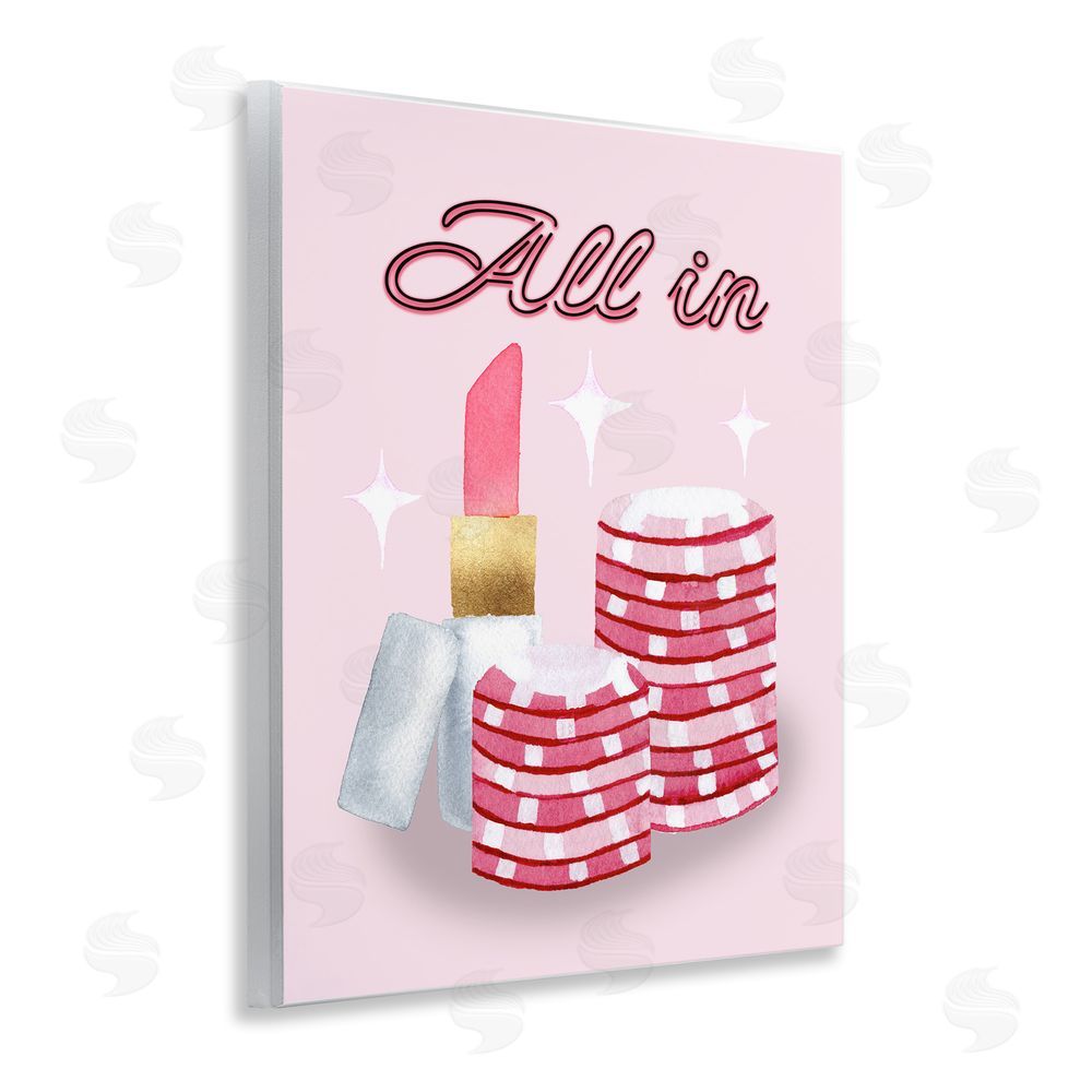 Nina Jacobs All In Poker Chips & Lipstick Wooden Wall Plaque Art Print