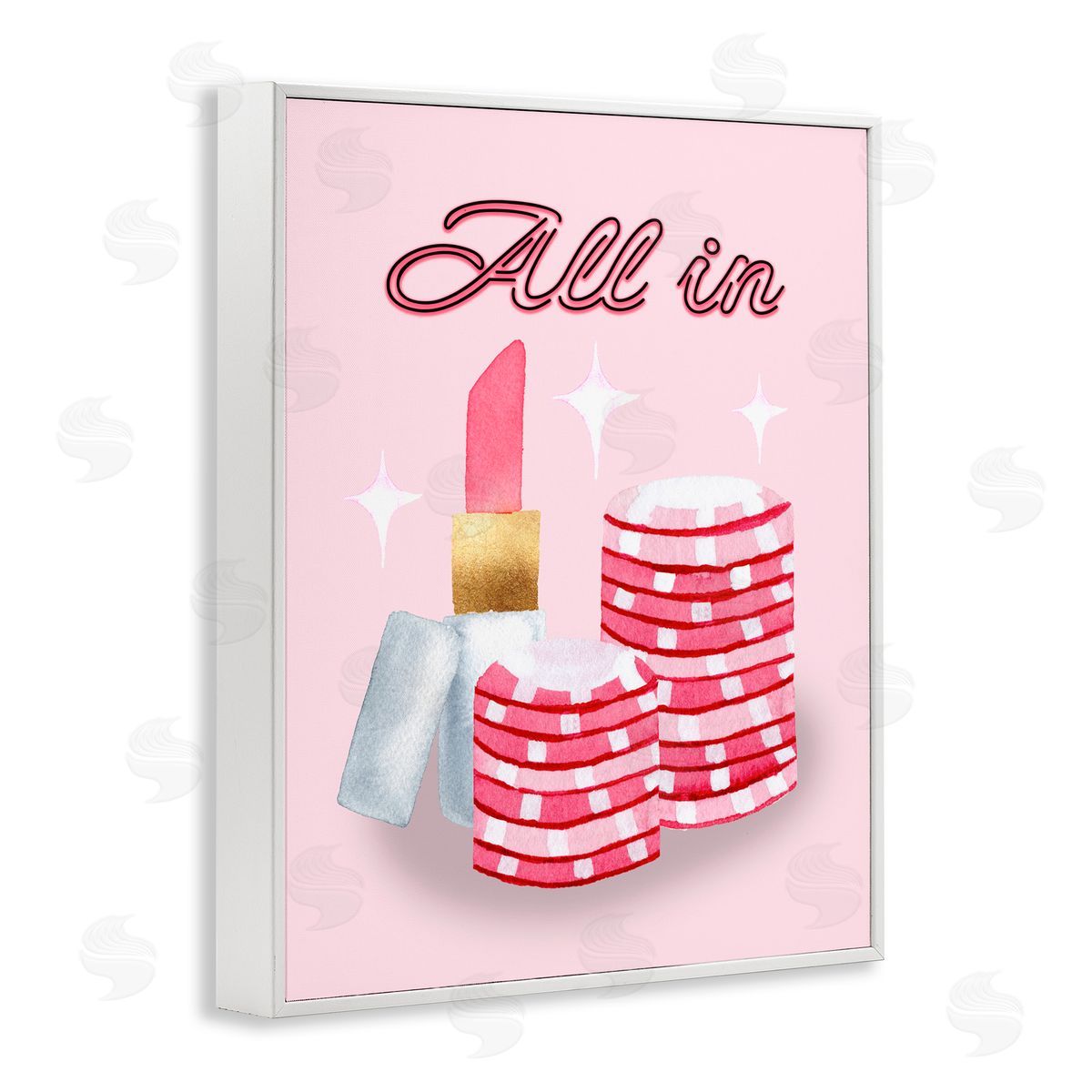 Nina Jacobs All In Poker Chips & Lipstick White Framed Giclee Print Wall Art