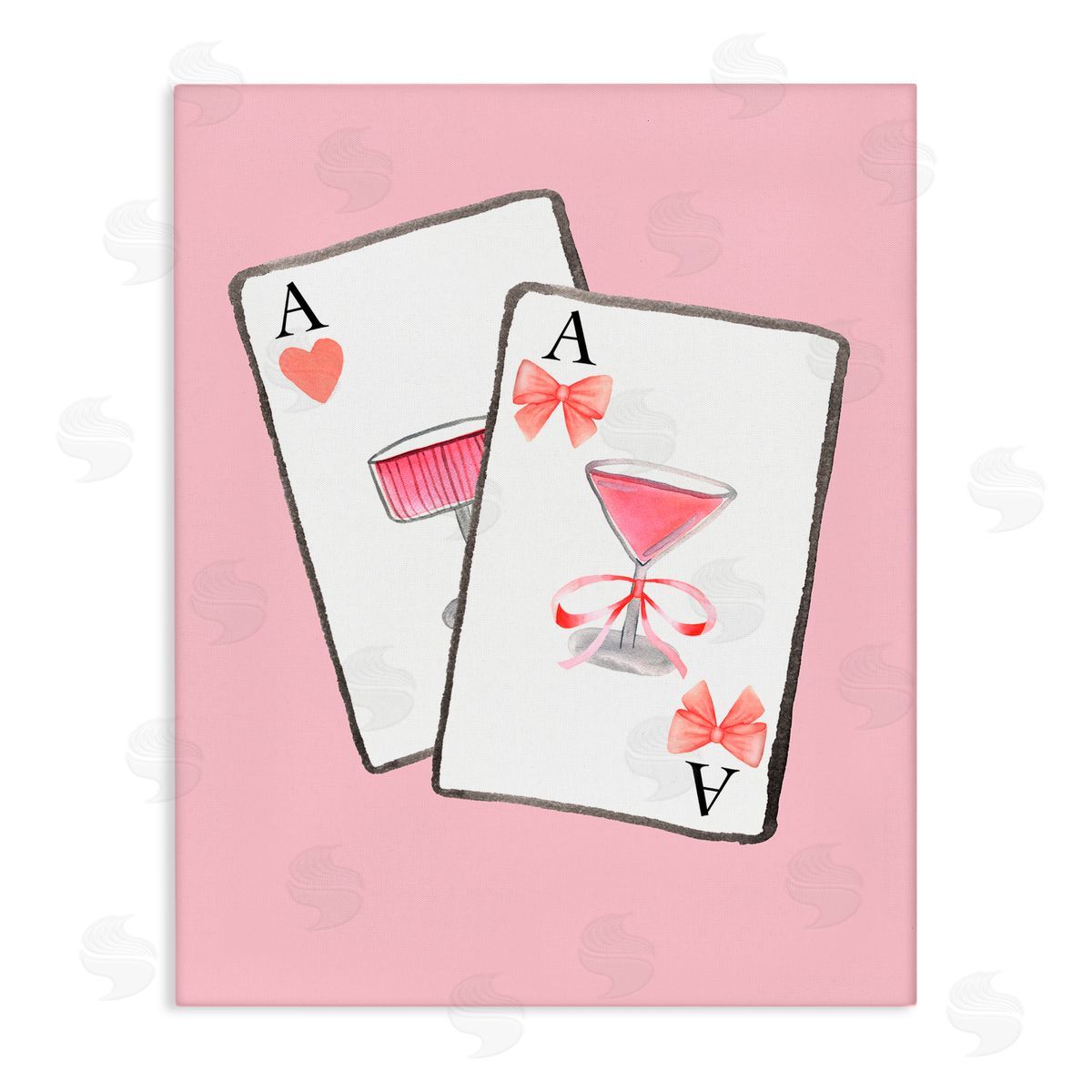 Nina Jacobs Cocktail Aces Cards Stretched Canvas Wall Art Print