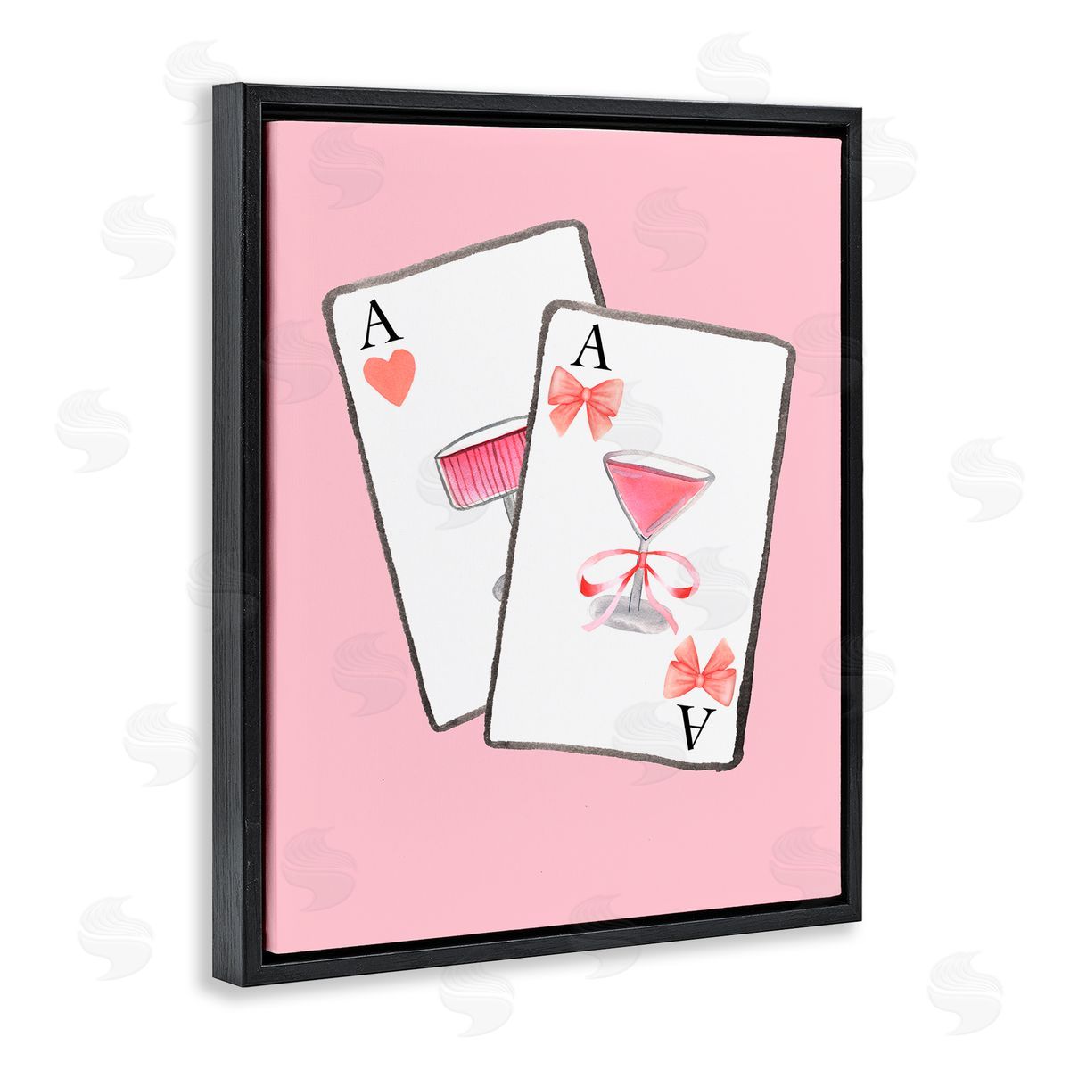 Nina Jacobs Cocktail Aces Cards Black Floating Frame Canvas Wall Art Print