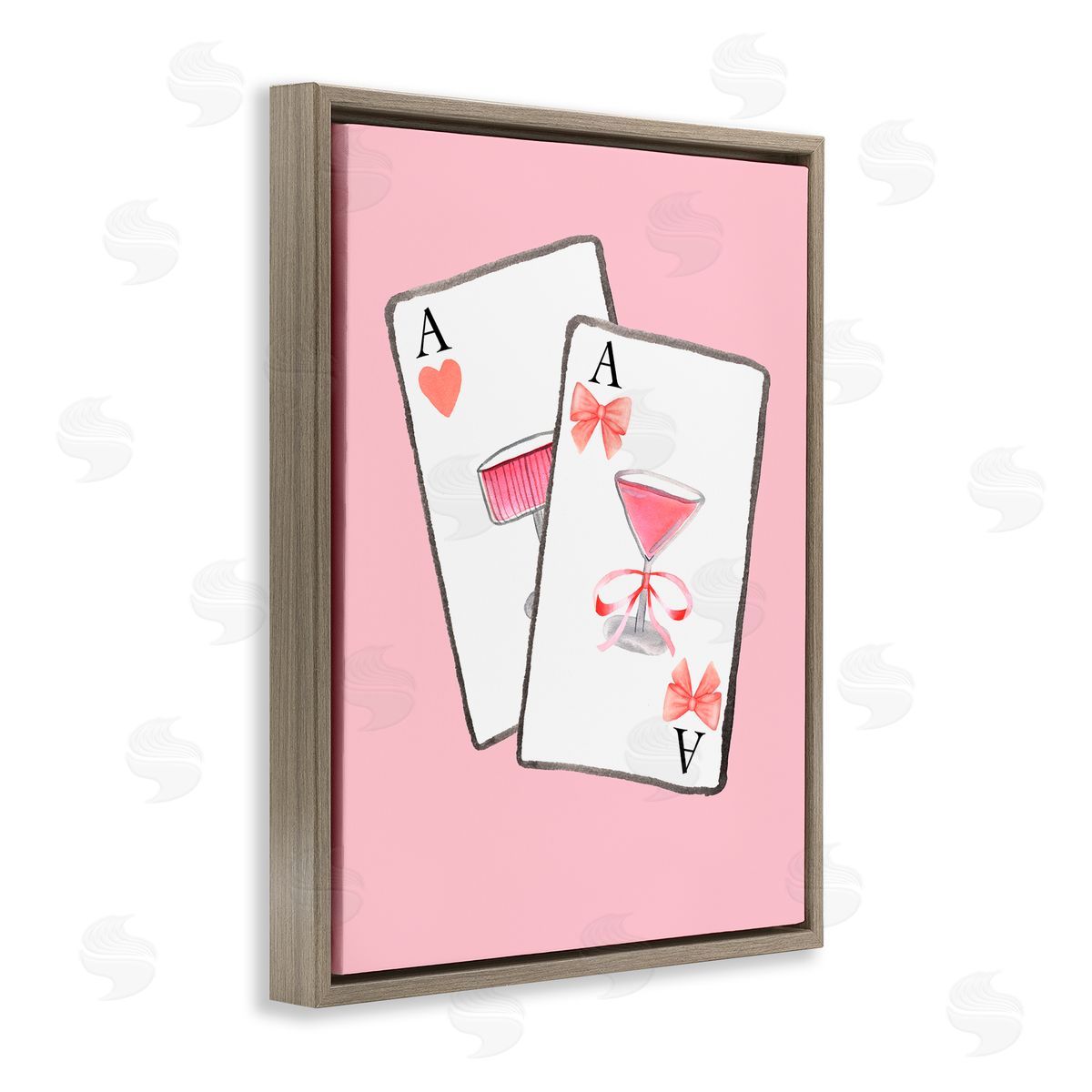Nina Jacobs Cocktail Aces Cards Brown Floating Frame Canvas Wall Art Print