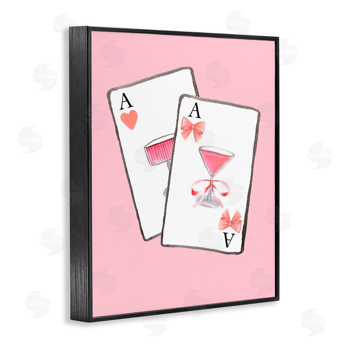Nina Jacobs Cocktail Aces Cards Black Framed Giclee Print Wall Art