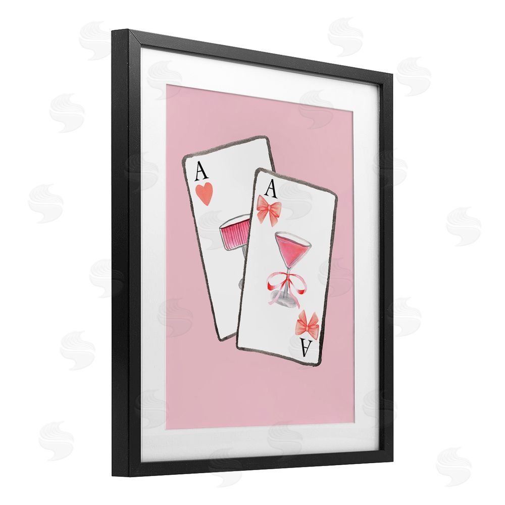 Nina Jacobs Cocktail Aces Cards Black Framed Print Under Glass Wall Art
