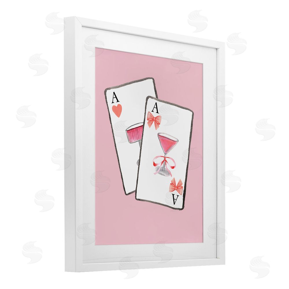 Nina Jacobs Cocktail Aces Cards White Framed Print Under Glass Wall Art