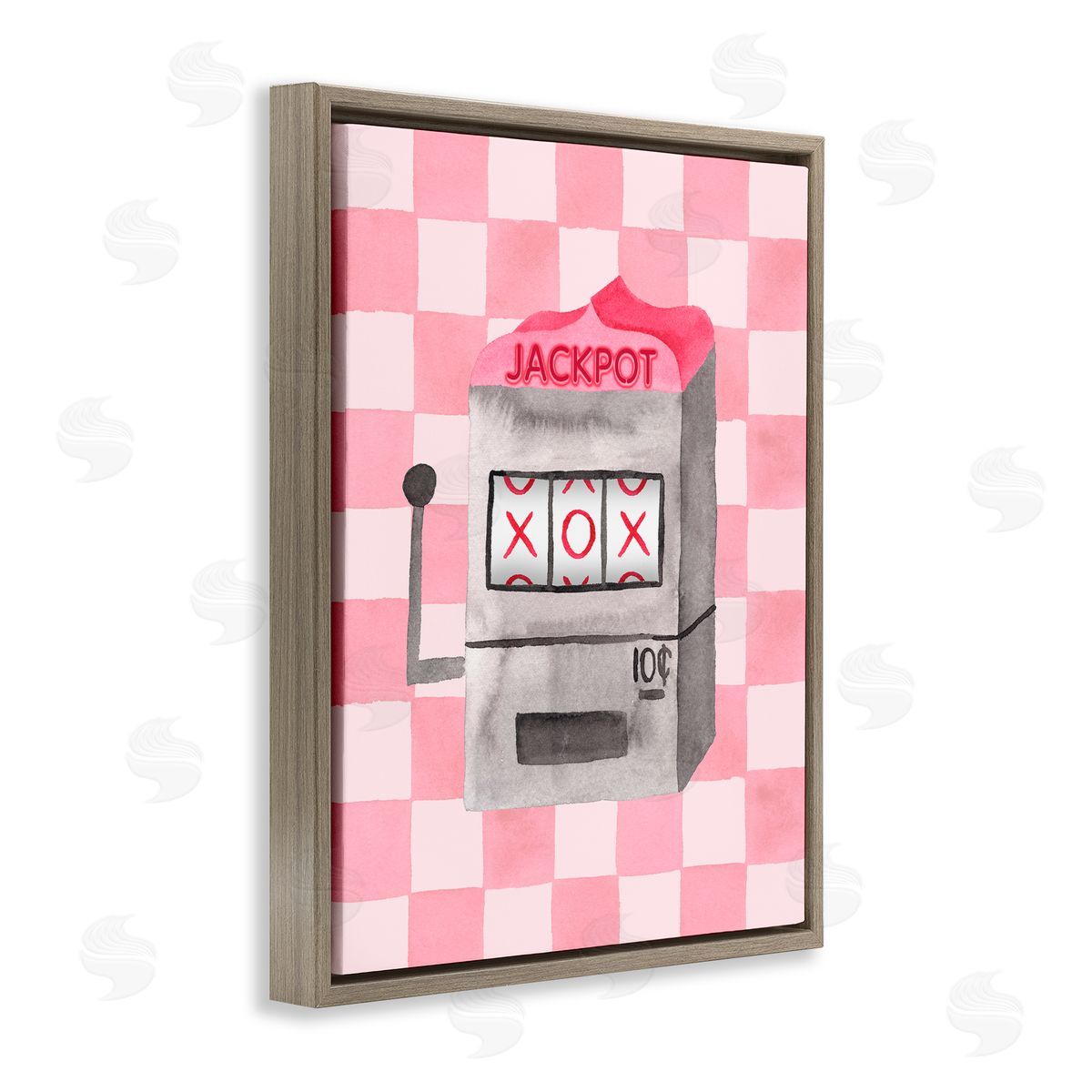 Nina Jacobs Jackpot Slot Machine Brown Floating Frame Canvas Wall Art Print