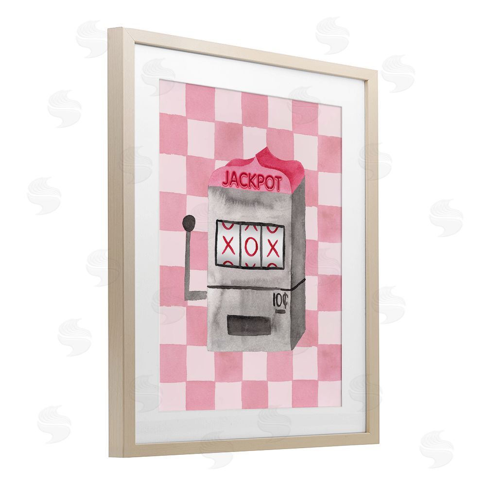 Nina Jacobs Jackpot Slot Machine Brown Framed Print Under Glass Wall Art