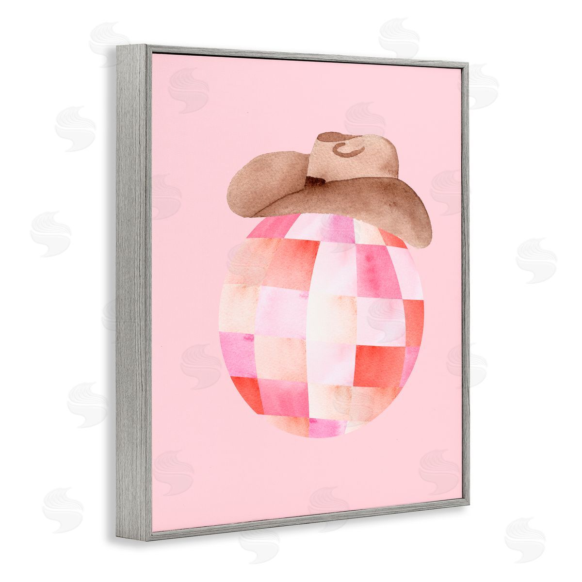 Nina Jacobs Rosy Disco Cowgirl Hat Gray Framed Giclee Print Wall Art