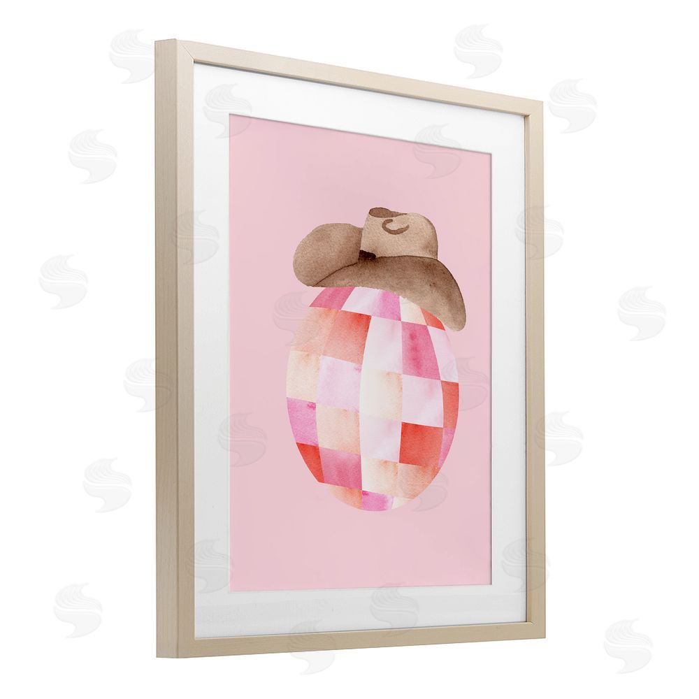 Nina Jacobs Rosy Disco Cowgirl Hat Brown Framed Print Under Glass Wall Art