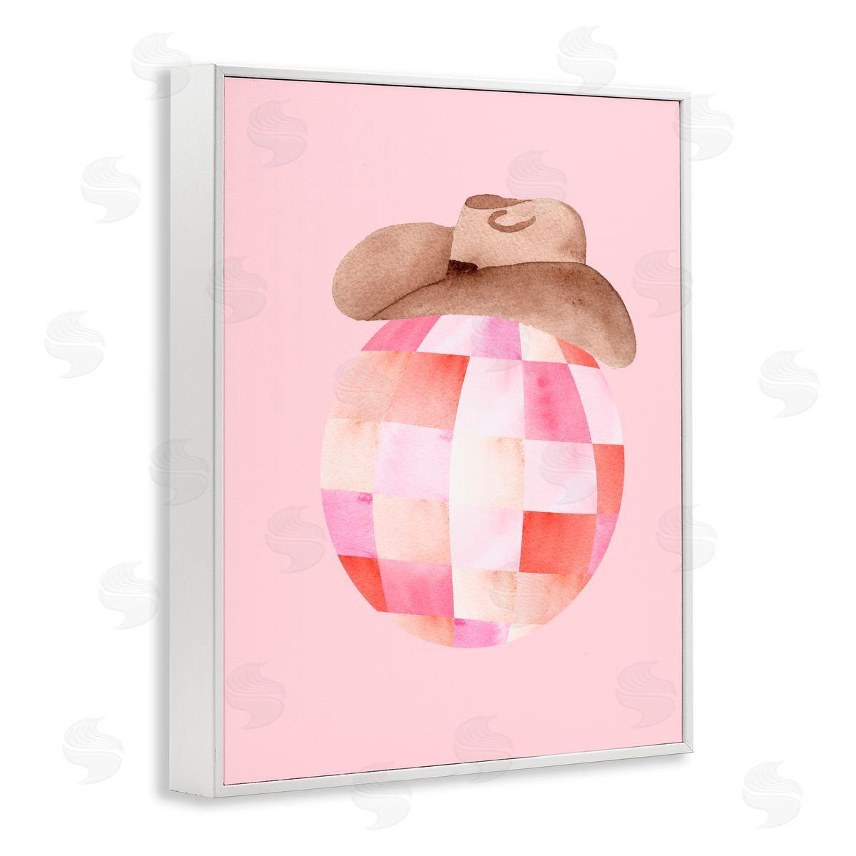 Nina Jacobs Rosy Disco Cowgirl Hat White Framed Giclee Print Wall Art