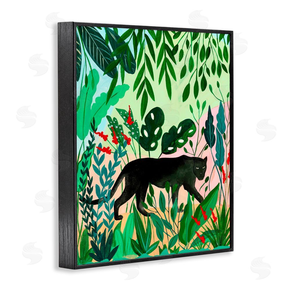 Nabeela Rumi Stoic Panther Tropical Forest Black Framed Giclee Print Wall Art