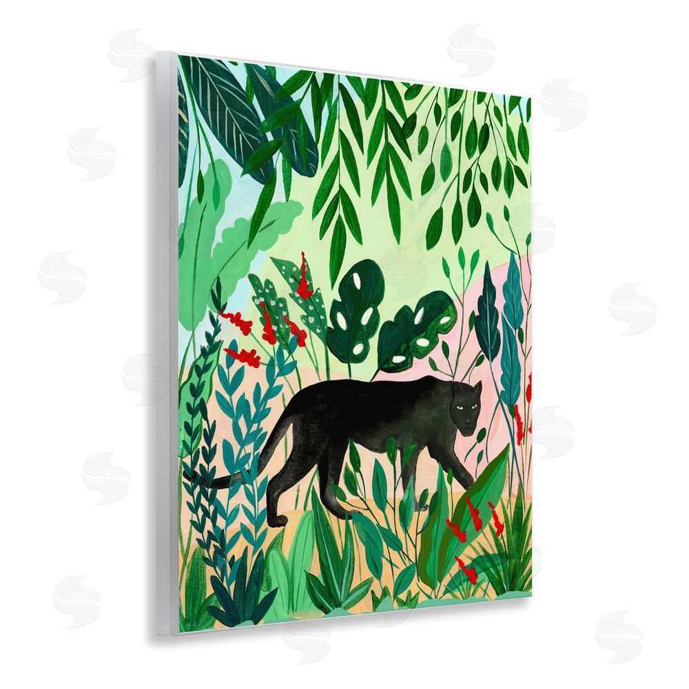 Nabeela Rumi Stoic Panther Tropical Forest Wooden Wall Plaque Art Print