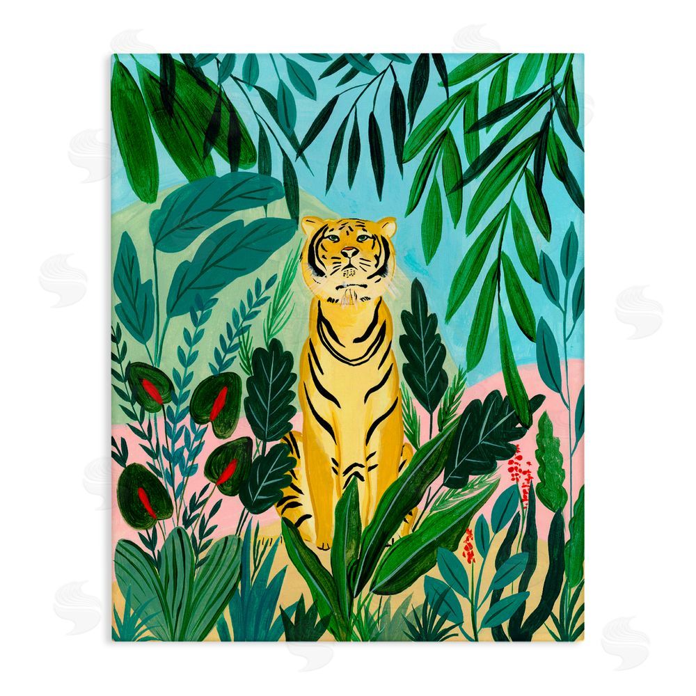 Nabeela Rumi Stoic Tiger Tropical Forest Stretched Canvas Wall Art Print