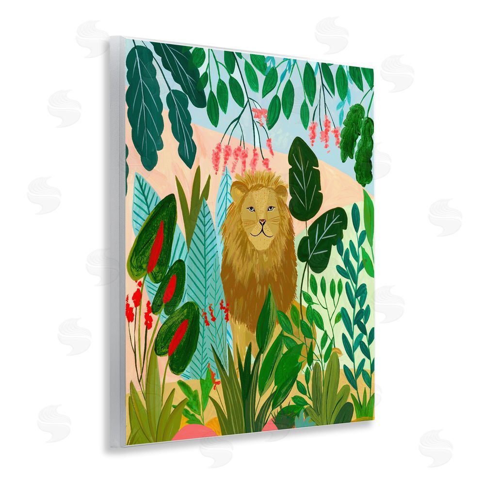 Nabeela Rumi Stoic Lion Tropical Forest Wooden Wall Plaque Art Print
