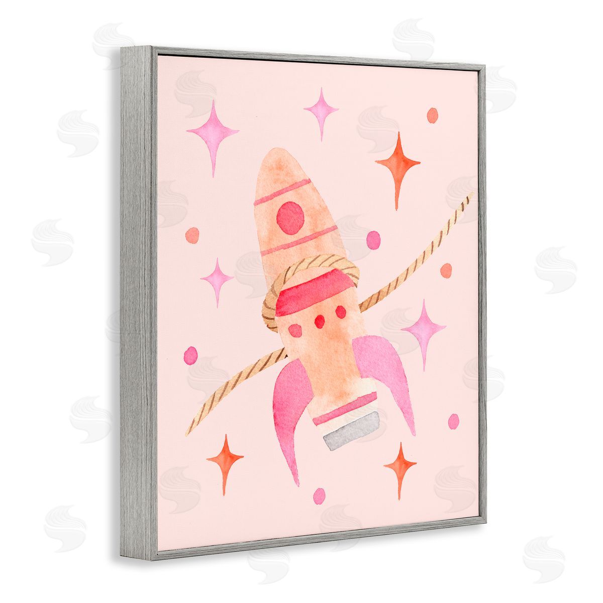 Nina Jacobs Lasso Rocket Ship Gray Framed Giclee Print Wall Art