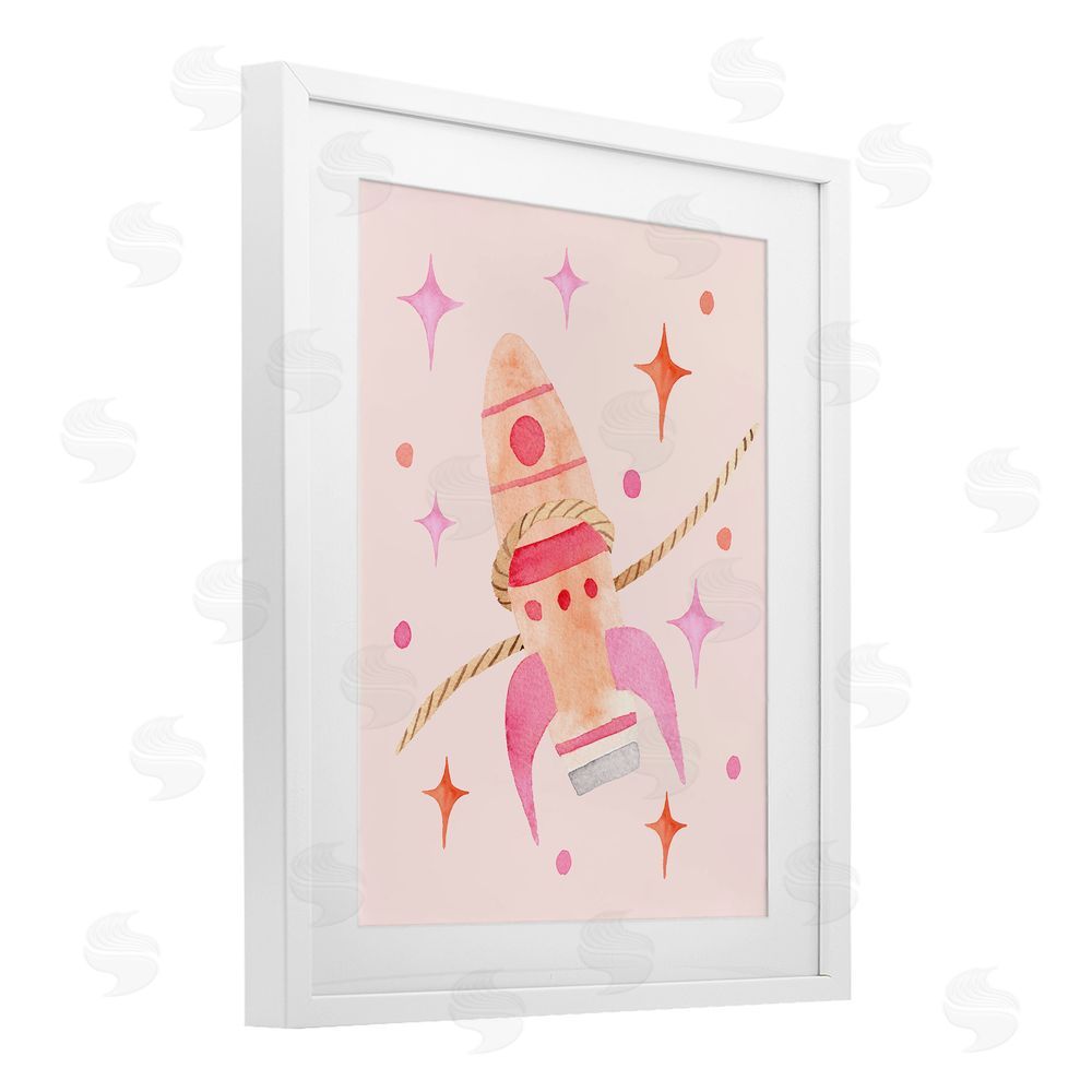 Nina Jacobs Lasso Rocket Ship White Framed Print Under Glass Wall Art