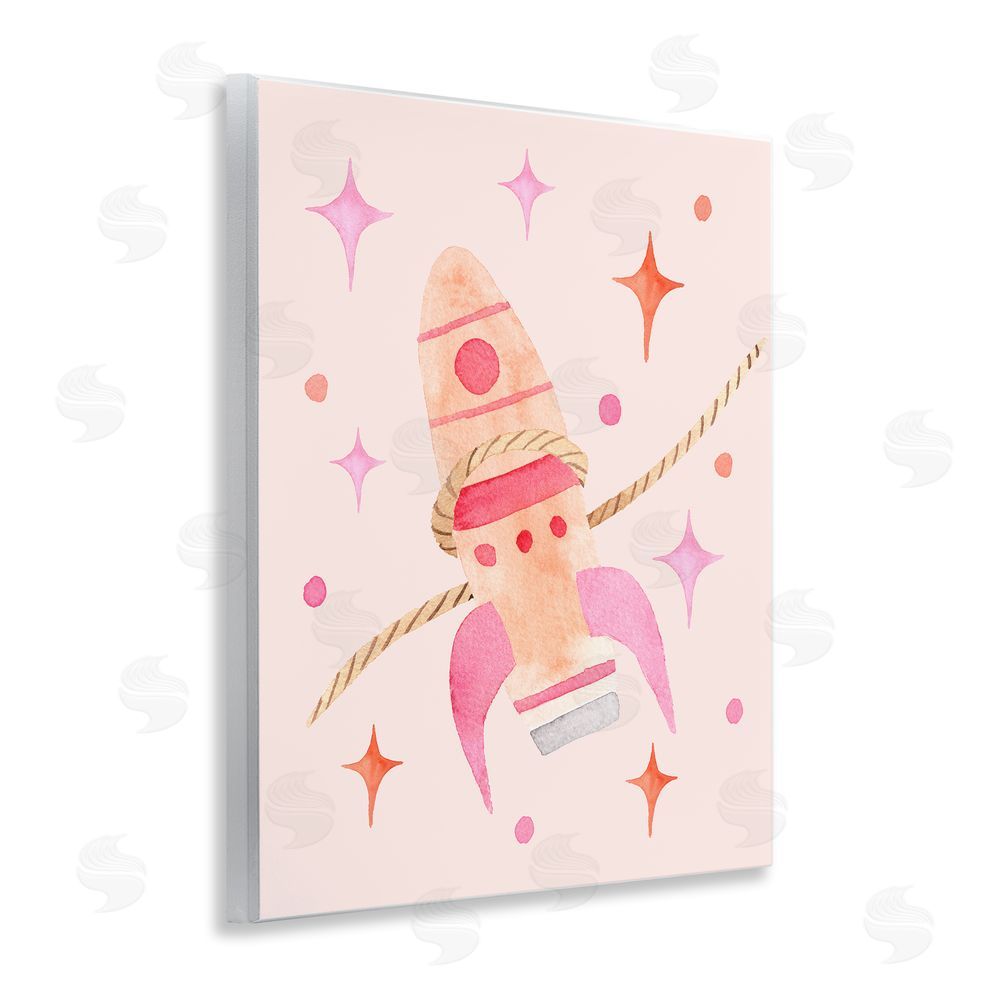 Nina Jacobs Lasso Rocket Ship Wooden Wall Plaque Art Print