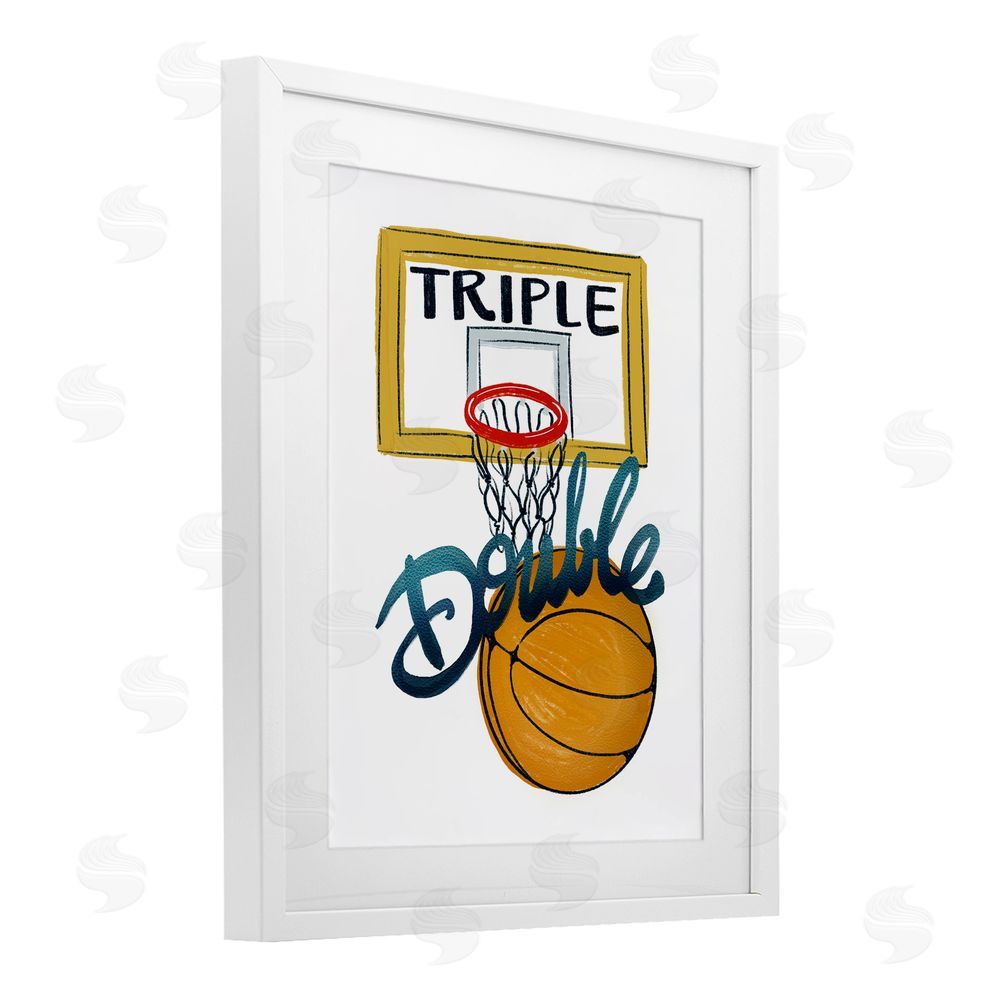 Connie Summers Triple Double Basketball White Framed Print Under Glass Wall Art