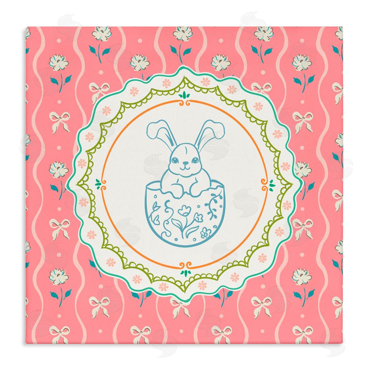 Angela Steahling Spring Bunny & Egg Shell Canvas Wall Art Print