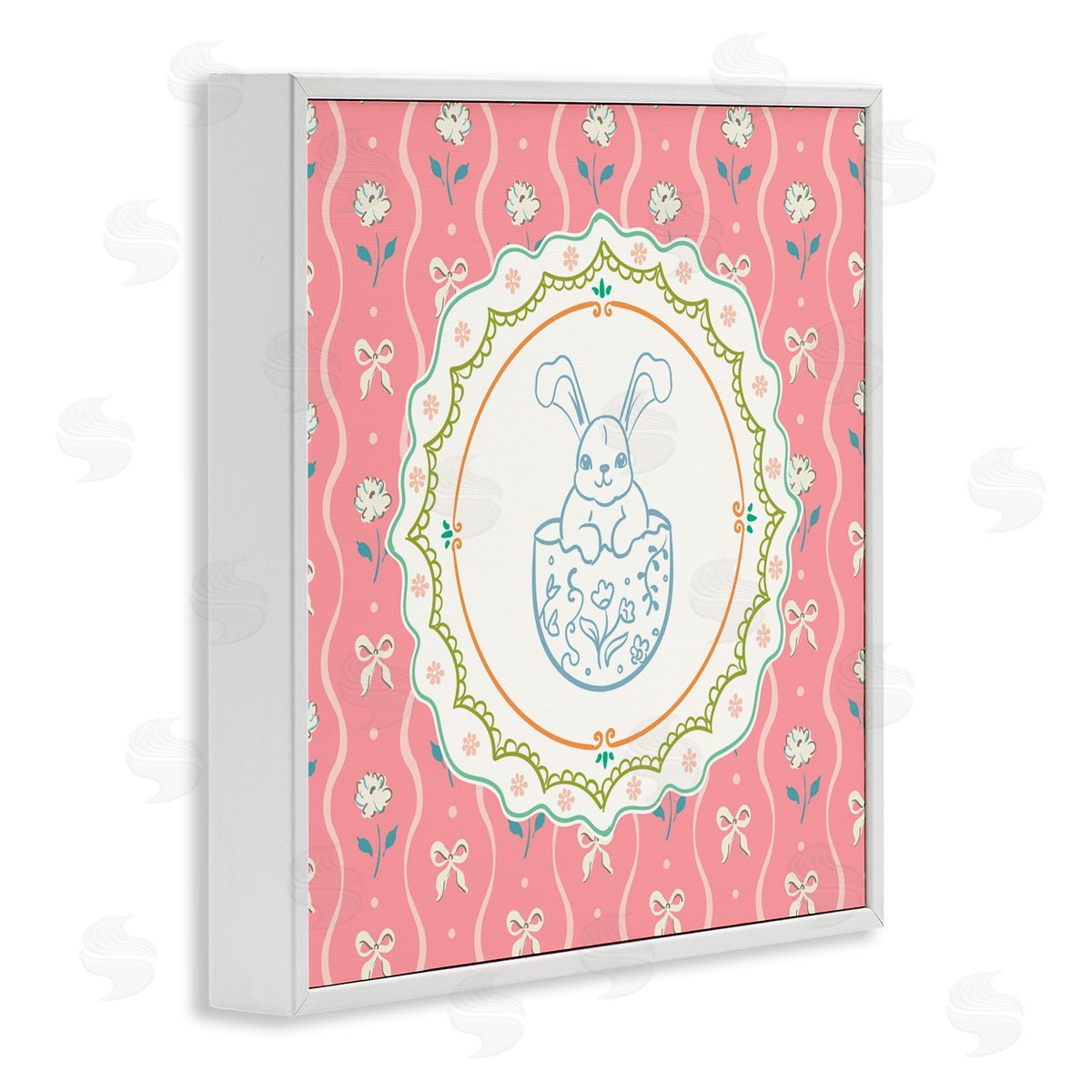 Angela Steahling Spring Bunny & Egg Shell White Framed Giclee Wall Art Print
