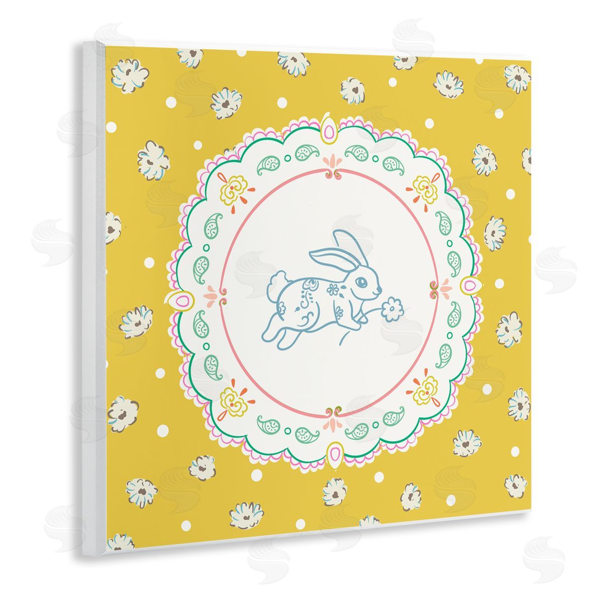 Angela Steahling Yellow Florals Spring Bunny Wall Plaque Art Print