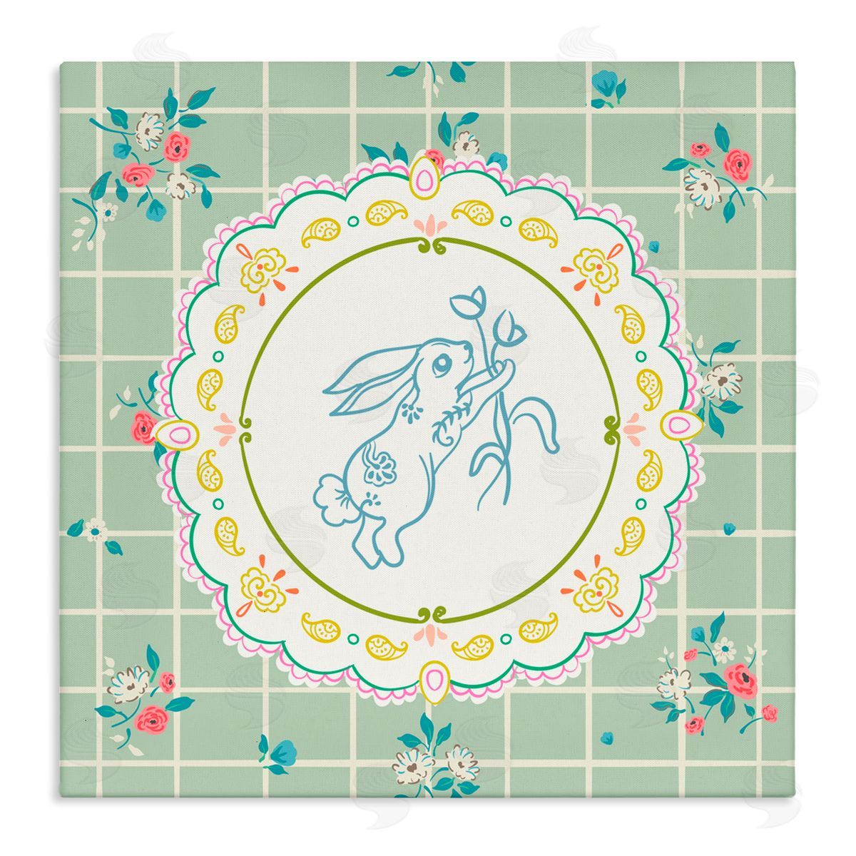 Angela Steahling Spring Bunny on Doily Canvas Wall Art Print